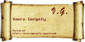 Vavro Gergely névjegykártya